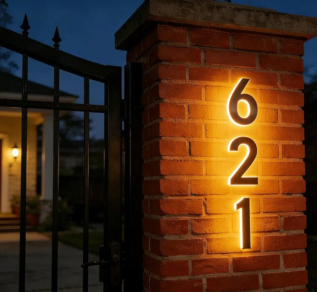 Lighted House Number Sign - Customizable LED Address Plaque for Home, Perfect for Night Visibility & Curb Appeal