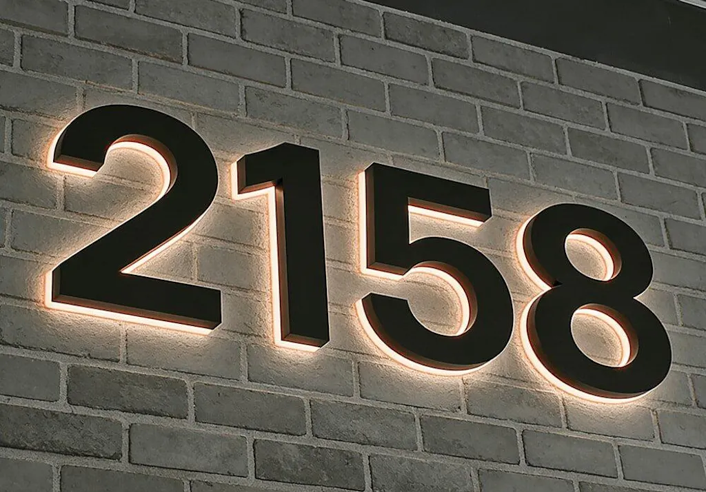 Custom House Number Sign Illuminated Apartment Number Door Signage Stainless Steel Metal Home Address Sign with Light