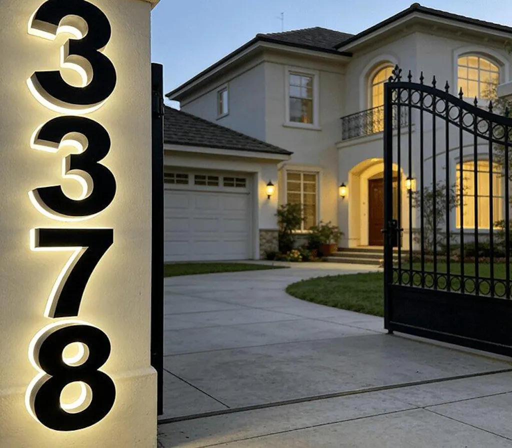Lighted House Number Sign - Customizable LED Address Plaque for Home, Perfect for Night Visibility & Curb Appeal