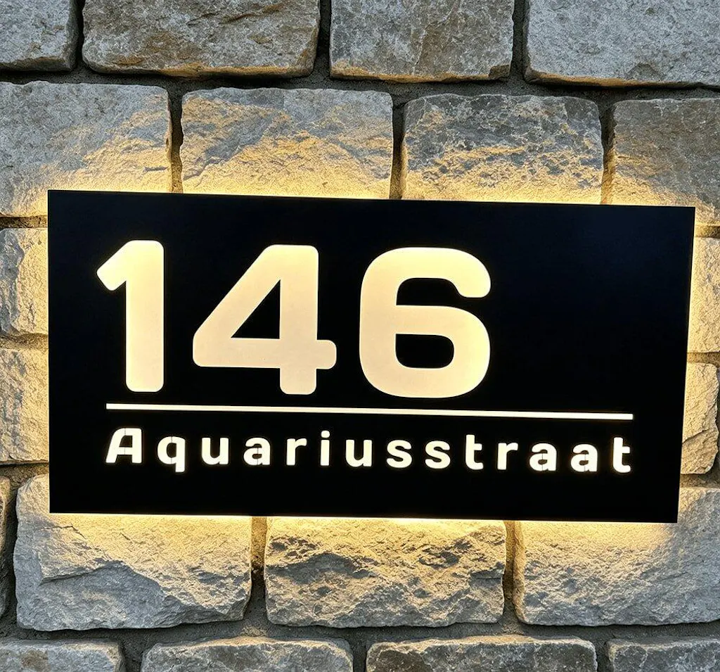 Modern Large LED Backlit House Numbers Sign Illuminated Street Numbers Lighted Address Plaque Solar Lighted Address Signs for Home