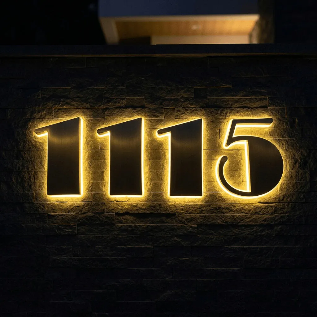 Lighted House Number Sign - Customizable LED Address Plaque for Home, Perfect for Night Visibility & Curb Appeal