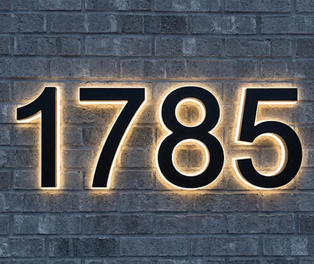 Lighted House Number Sign - Customizable LED Address Plaque for Home, Perfect for Night Visibility & Curb Appeal