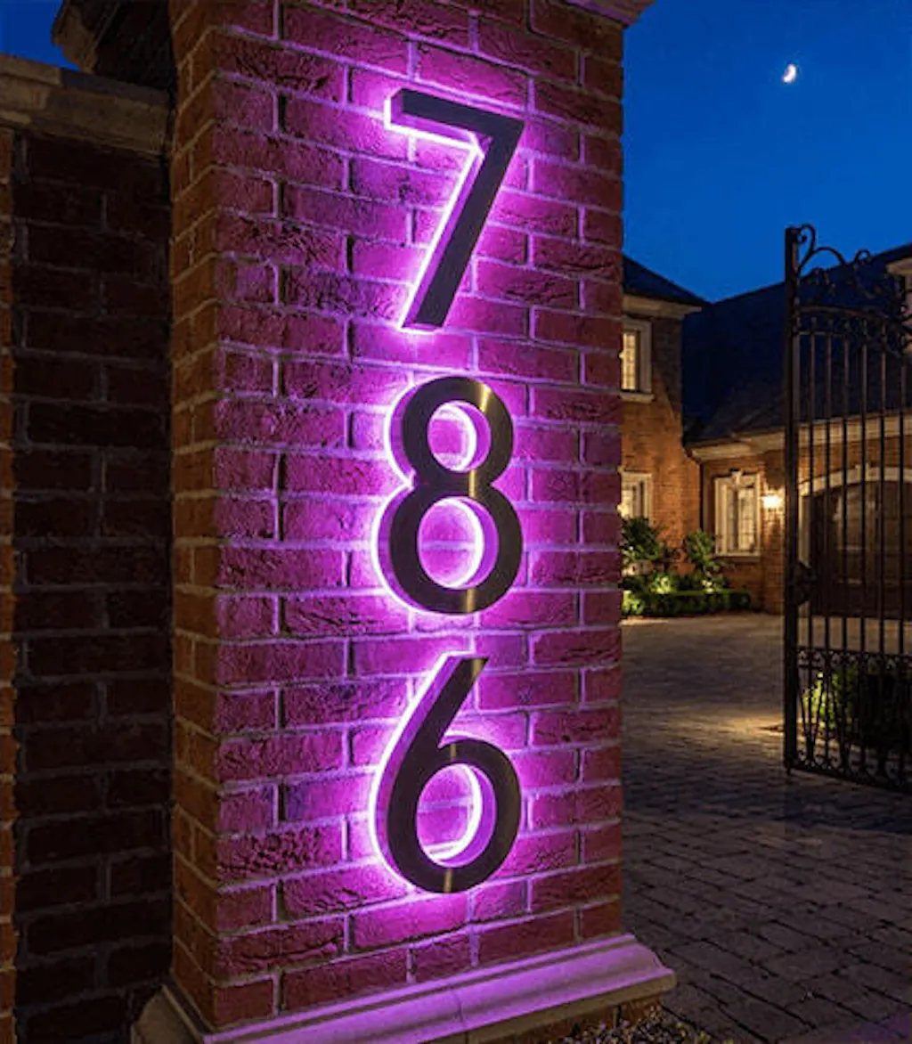 Lighted House Number Sign - Customizable LED Address Plaque for Home, Perfect for Night Visibility & Curb Appeal