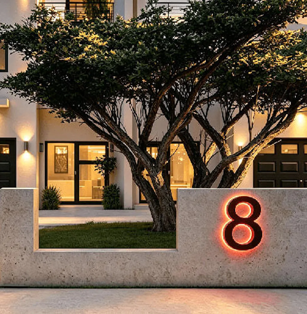 Lighted House Number Sign - Customizable LED Address Plaque for Home, Perfect for Night Visibility & Curb Appeal