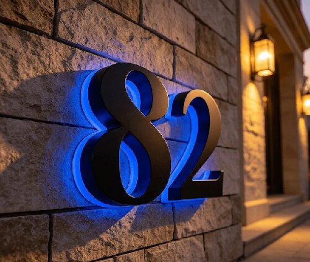 Modern Illuminated House Numbers Light Up House Number Signs Outdoor Lit House Numbers Led Address Solar Backlit House Numbers