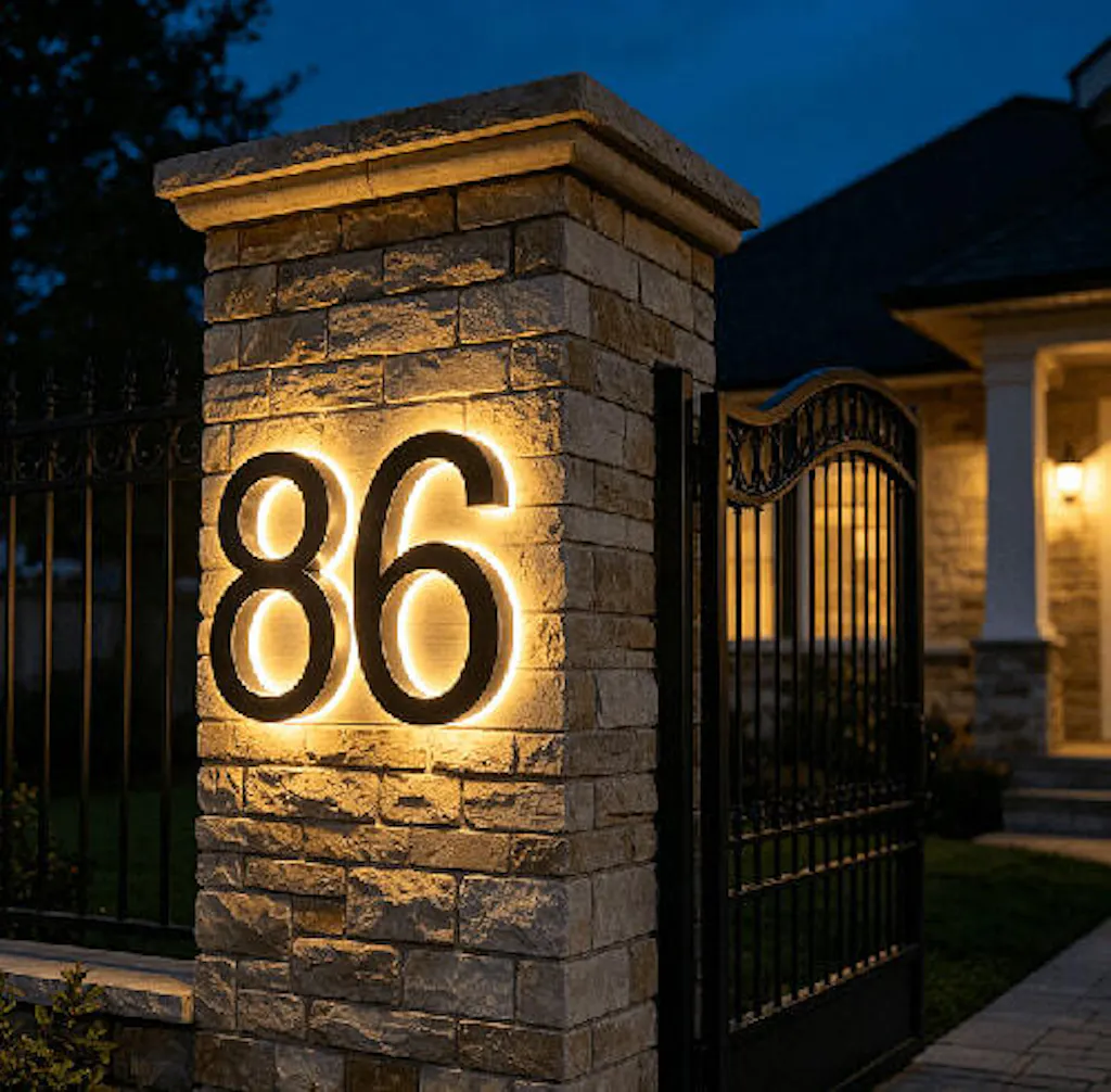 Modern Illuminated House Numbers Light Up House Number Signs Outdoor Lit House Numbers Led Address Solar Backlit House Numbers