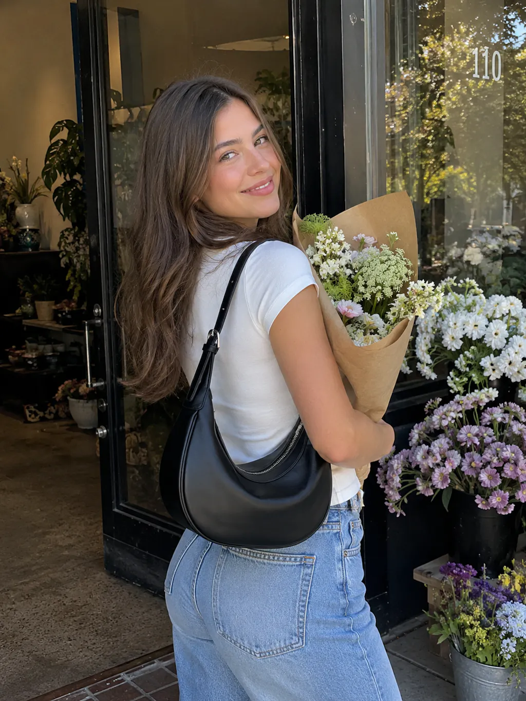 Leather Crescent Shoulder Bag – Minimal Underarm Bag