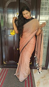 Polka Passion | Brown and Black Mul Mul Cotton Saree