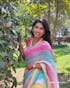 Mohini | Multicoloured Mul Mul Cotton Saree with Golden Tissue Border