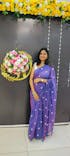 Parijat | Violet Blue Mul Mul Cotton Saree