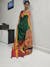 Pure Green Colour Paithani Saree With Maroon Worked Blouse