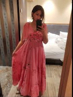 Rangreza Pink HandPainted Tier Dress