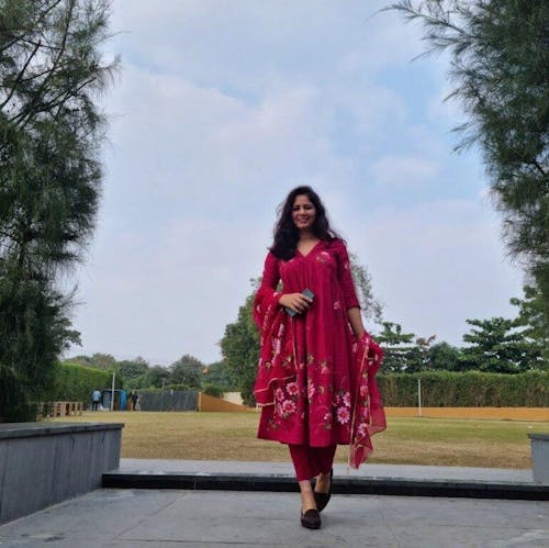 Rangreza Magenta HandPainted Gathered Suit Set