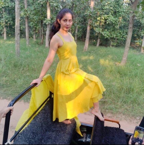 Solid Mustard Mulmul Anarkali Suit