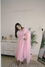 Baby Pink Mulmul Cotton Anarkali Suit