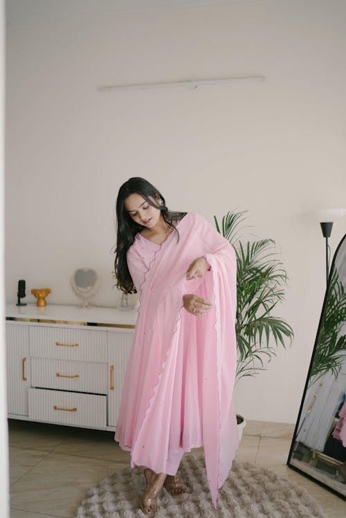 Baby Pink Mulmul Cotton Anarkali Suit