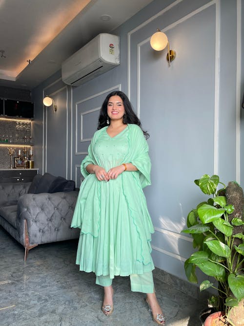 Sea Green Embroidered Anarkali Suit