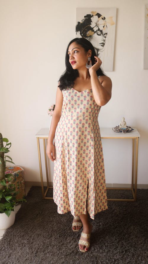 Yellow Handblock Printed Cotton Dress