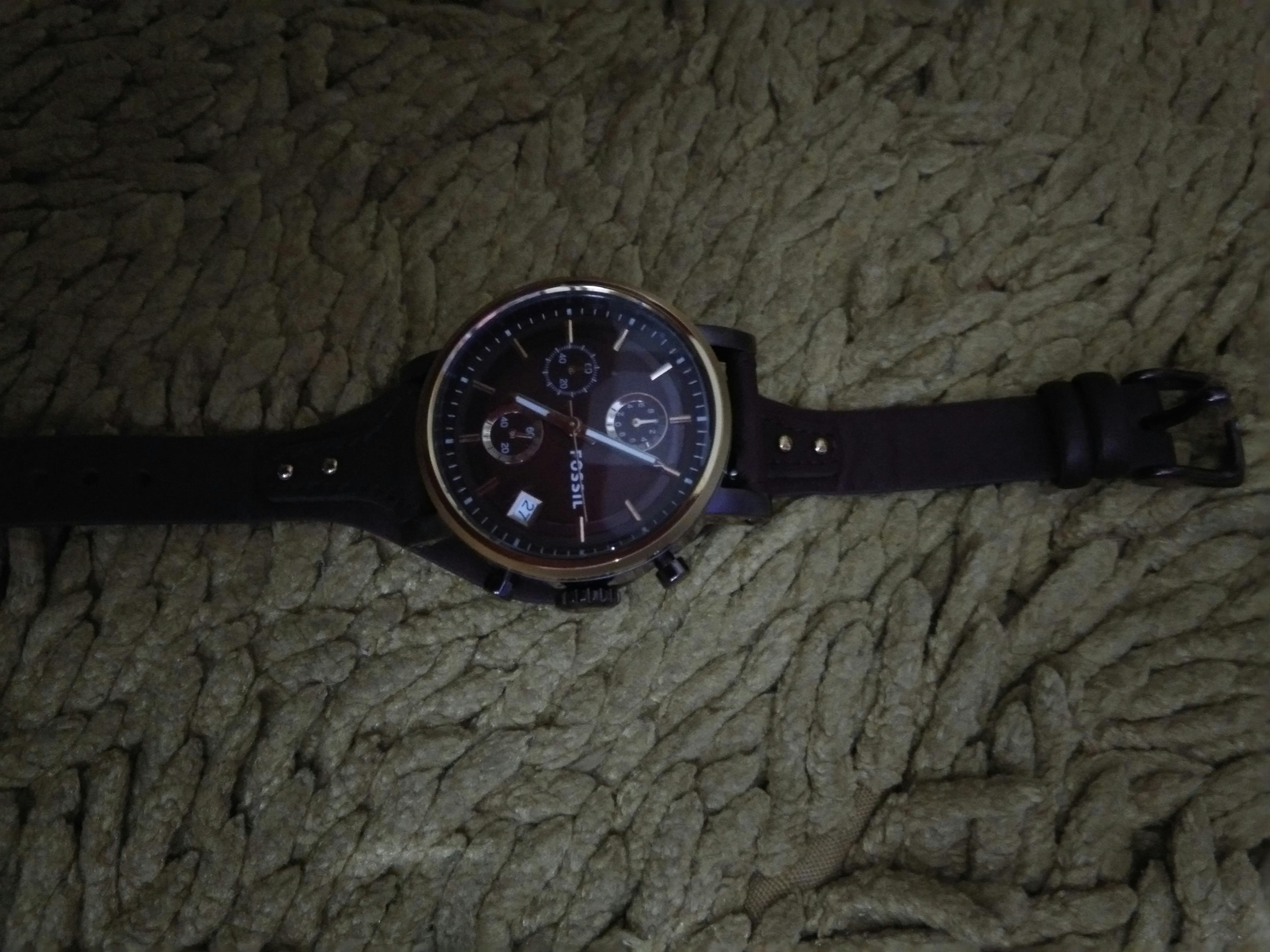 Jam Tangan Fossil ES4114 Boyfriend Chronograph Wine Leather Original Balilene