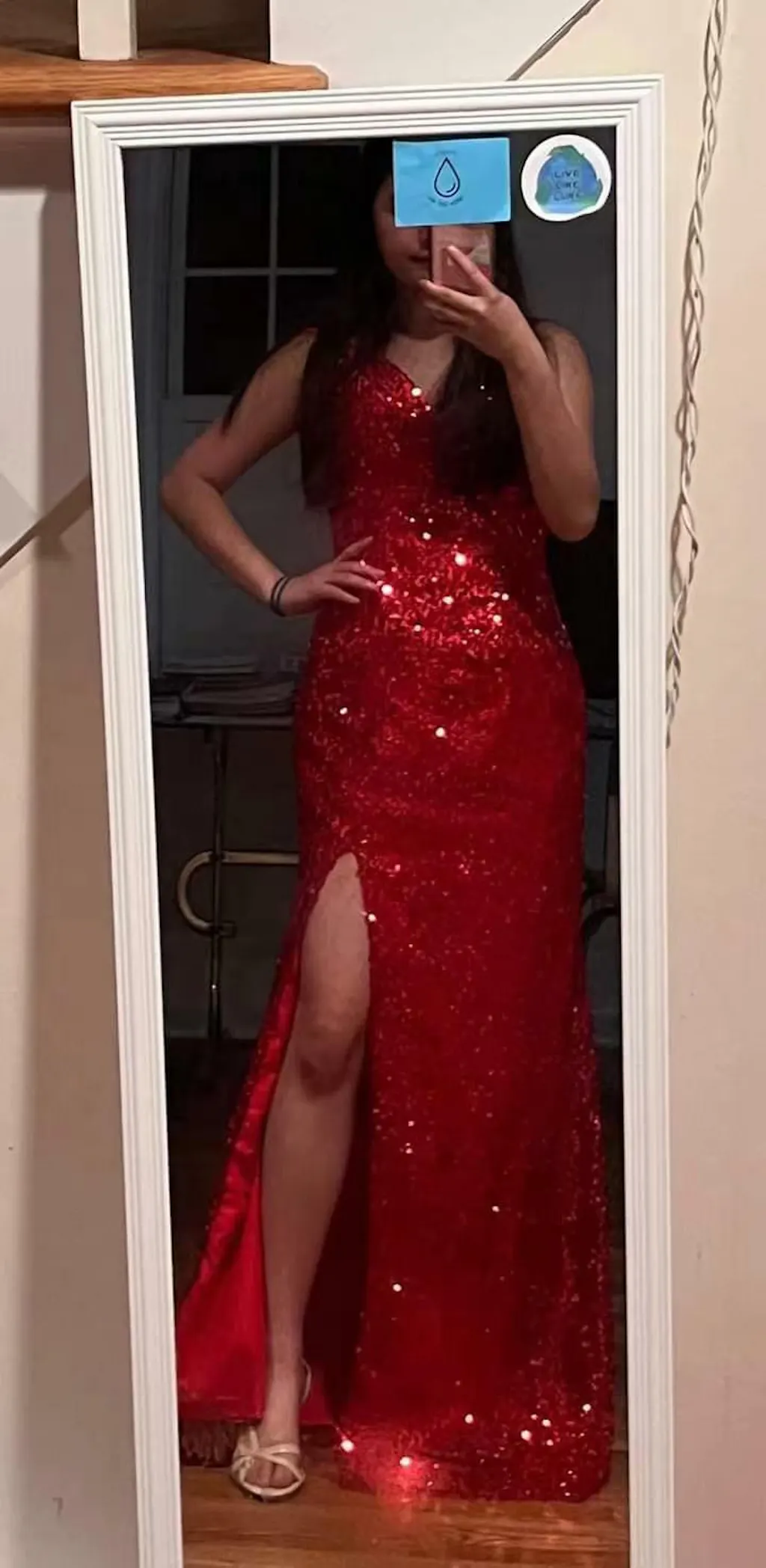 Simple & Elegant Spaghetti Straps Sheath V-Neck Backless Formal Prom Dress