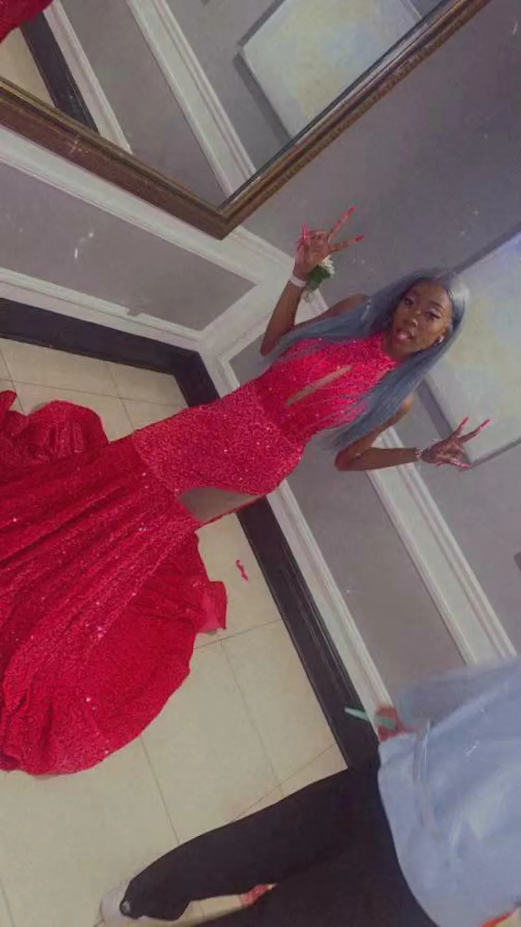 Red Mermaid Keyhole Glamarous Elegant Prom Formal Evening Dress CX830388