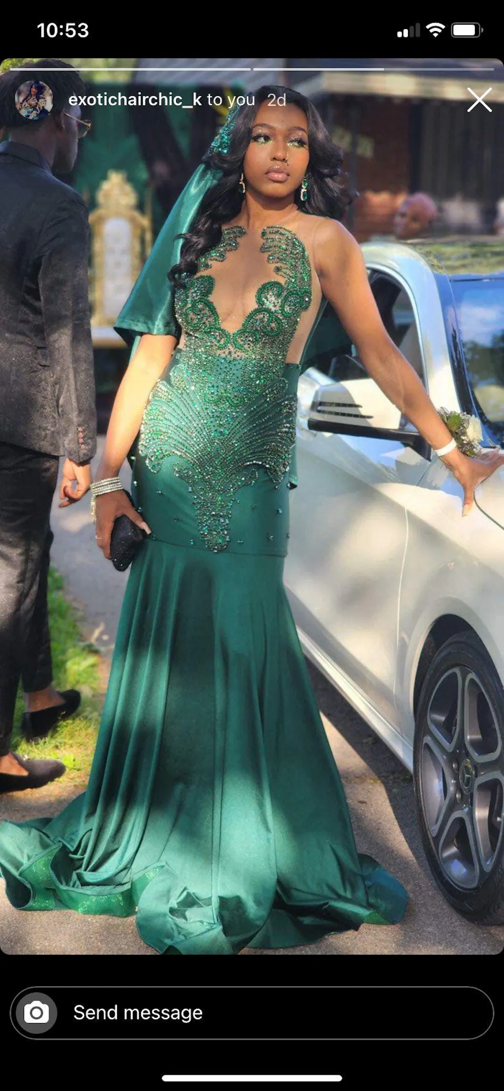 Amazing Long Dark Green Mermaid Sleeveless Beading Prom Dress Y6546