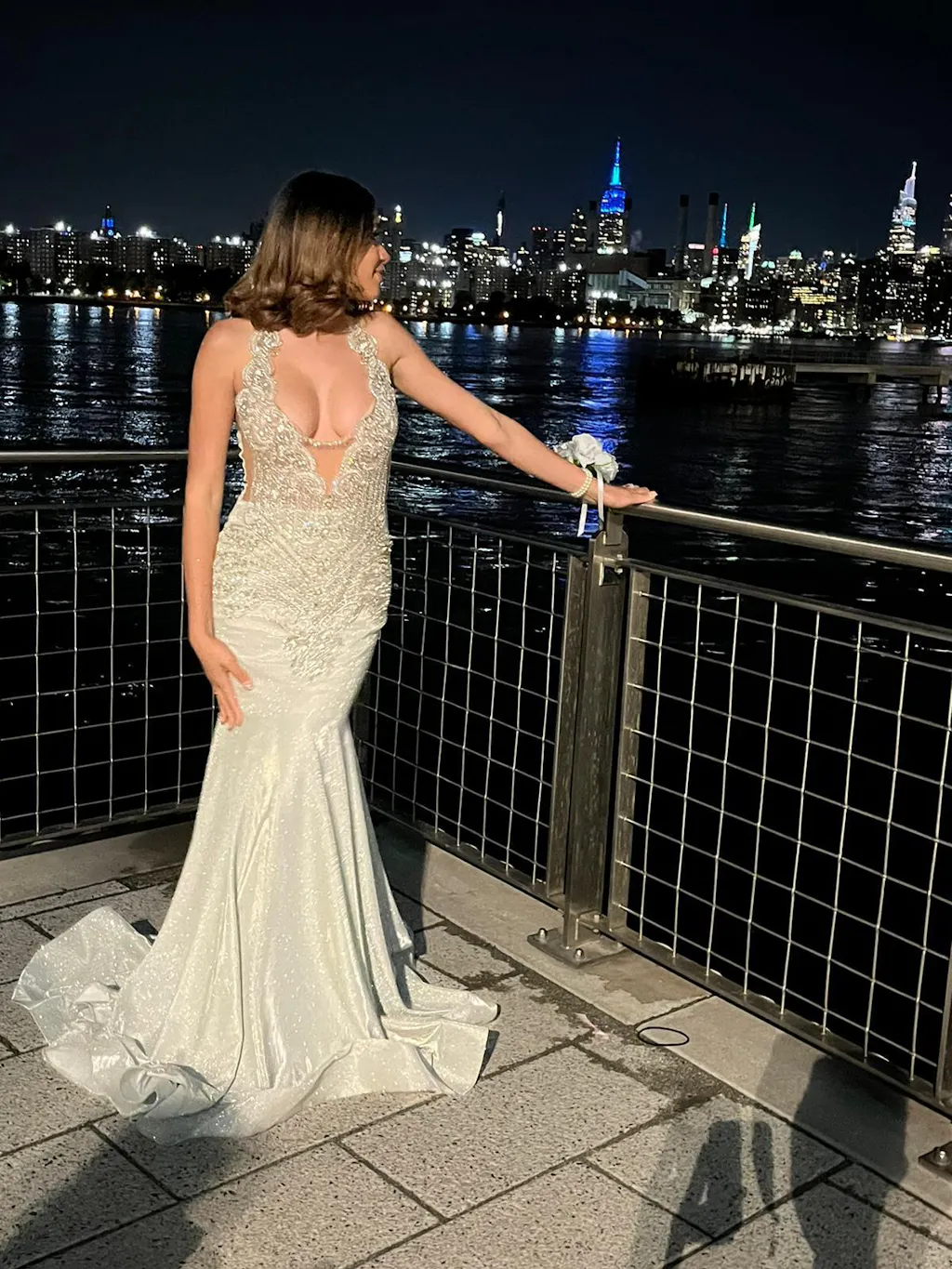 Sweetheart Beaded Orange Mermaid Evening Dress with Split and Ruffles | Ballbella