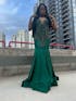 V-Neck Mermaid Sleeveless Beading Sweep Train Prom Dress