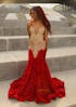 Ballbella Red Sequins Mermaid Prom Dress Sleeveless With Crystal