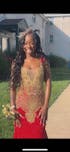 Ballbella Red Sequins Mermaid Prom Dress Sleeveless With Crystal
