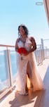 Modern Spaghetti Side Split Tulle Beach Wedding Dress
