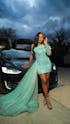 Modern Long Sleeves Strapless Column Evening Dress With Ruffles