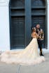 Gold Sweetheart Beaded Sparkles Court Train Flowers Prom Dresses