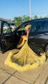 Gold Sweetheart Beaded Sparkles Court Train Flowers Prom Dresses