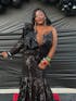 Hot Half Black Half White One shoulder Long Sleeves Mermaid Prom Dresses