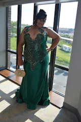 Dark Green V-neck Sleeveless Mermai Floor length Prom Dresses