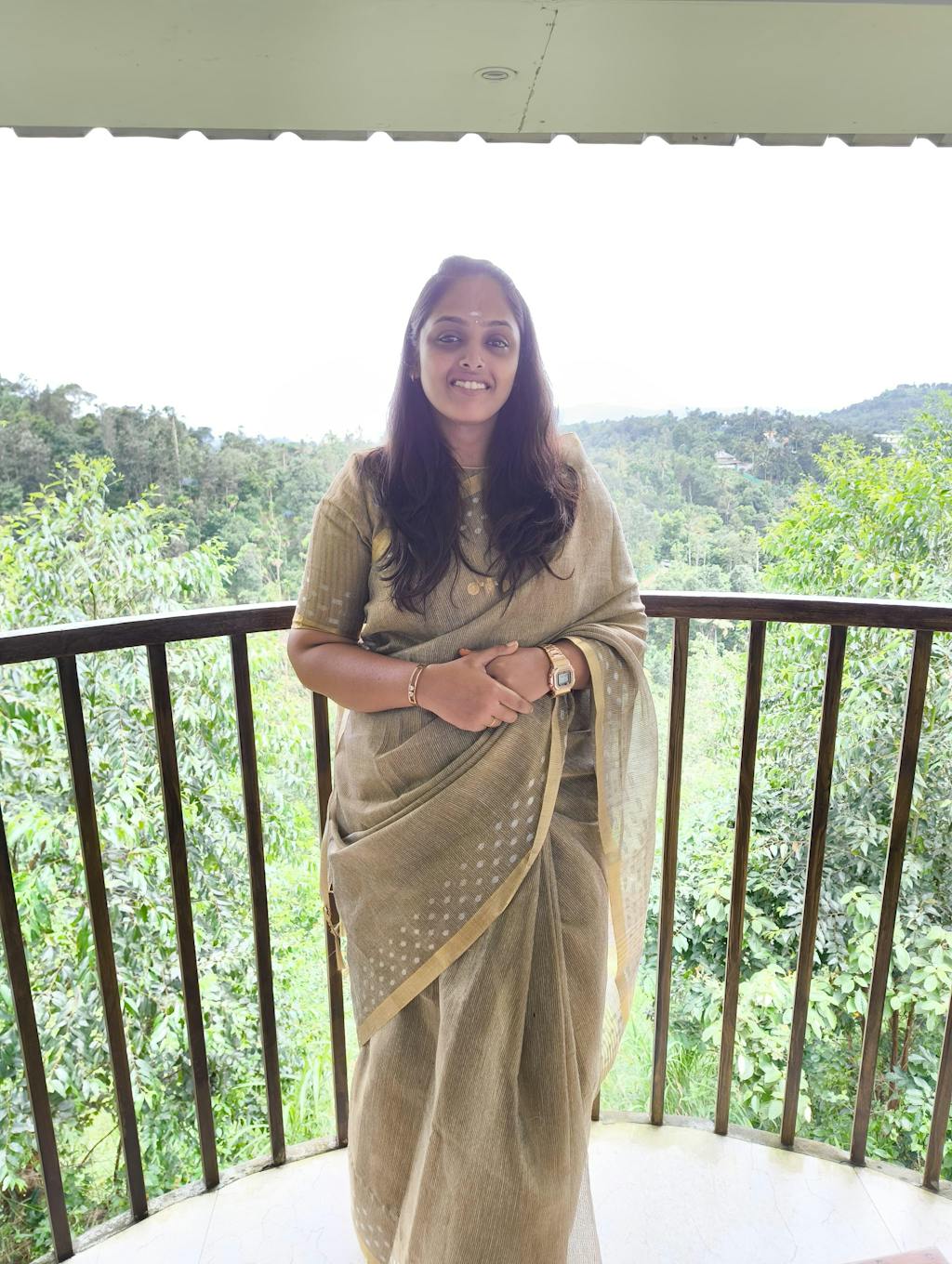 Banarasi Cotton Linen Saree With Resham Weaving & Zari Border-Brown