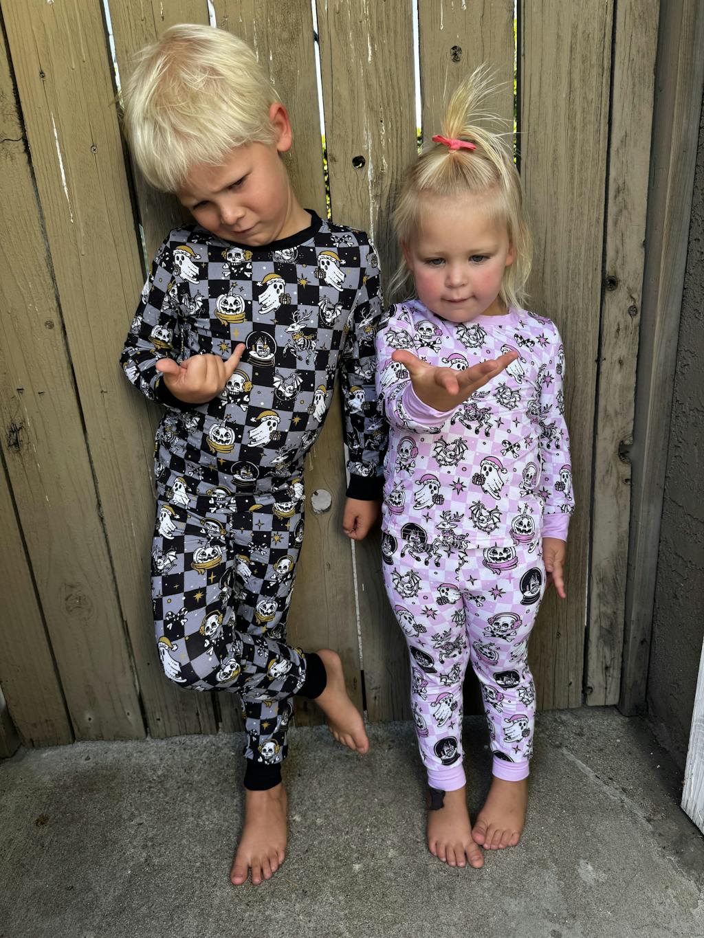 Haunt The Halls Bamboo Pajamas – Holiday Kids PJs | Halloween Christmas Sleepwear 
  2 piece- Black & Pink