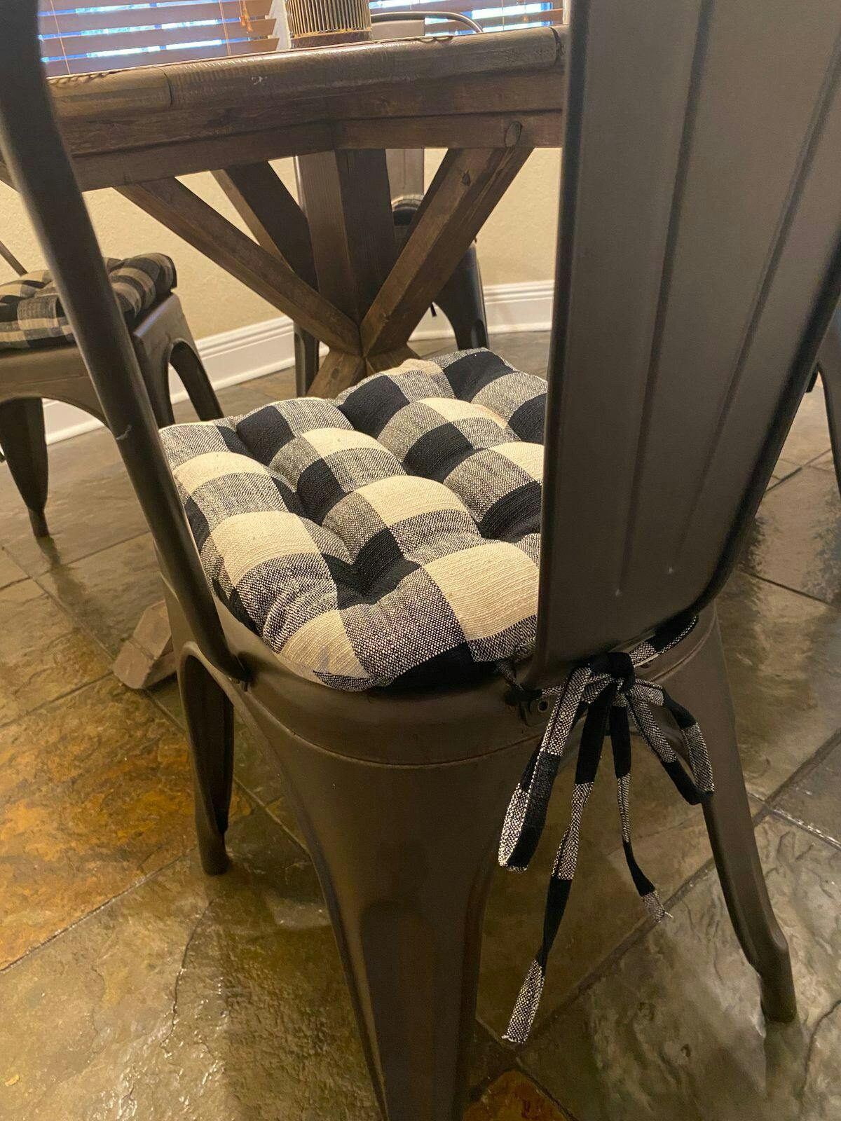 FABRICK × have a good time CUSHION Ticking Stripe Navy Blue Industrial Chair Cushion - Latex Foam Fill