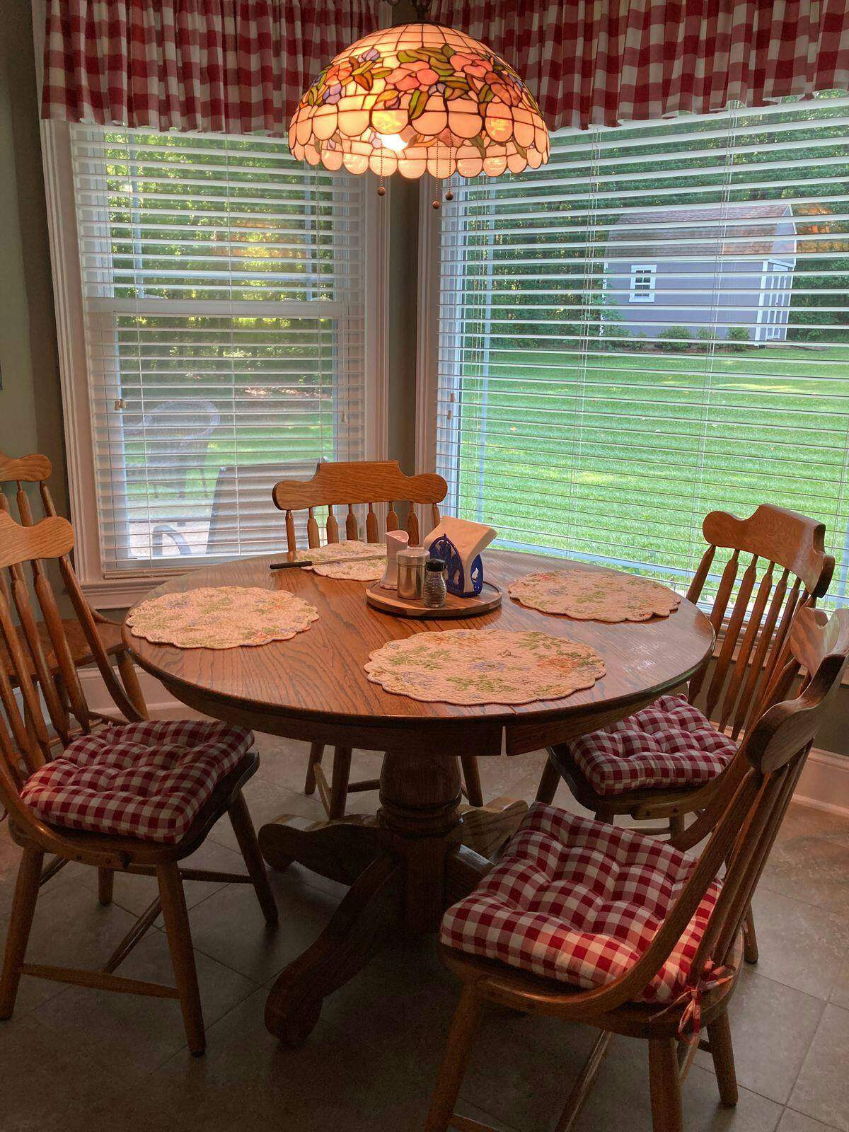 Classic Check Navy Blue Dining Chair Pads - Made in USA