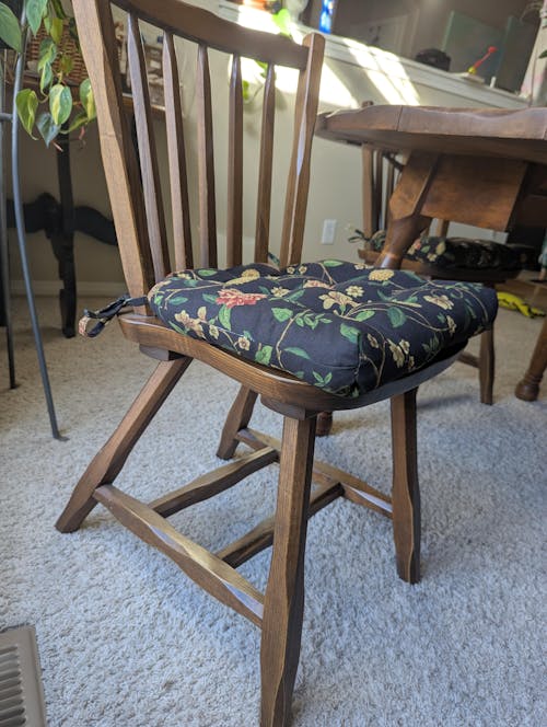 Nassau Vine Onyx Black Dining Chair Pad - Latex Foam Fill - Made in USA