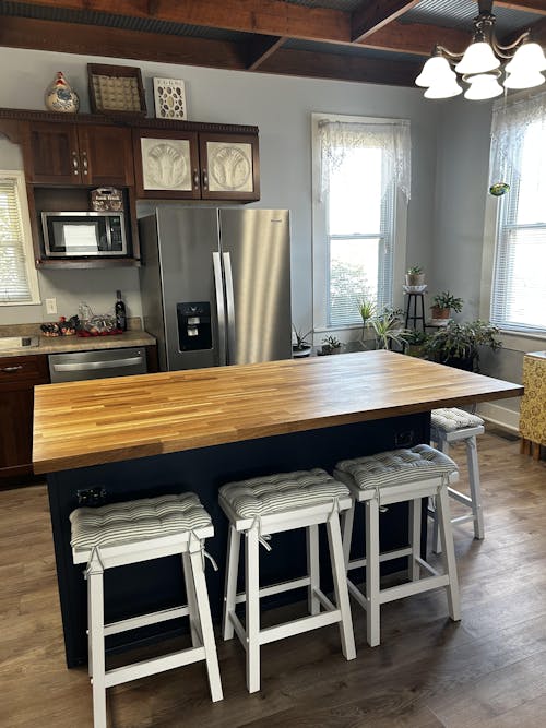 Ticking Stripe Navy Blue Saddle Stool Cushions - Gaucho Stool - Satori Seat Cushions