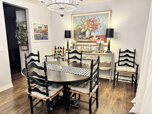 Ticking Stripe Black Dining Chair Pad - Reversible, Latex Foam Fill