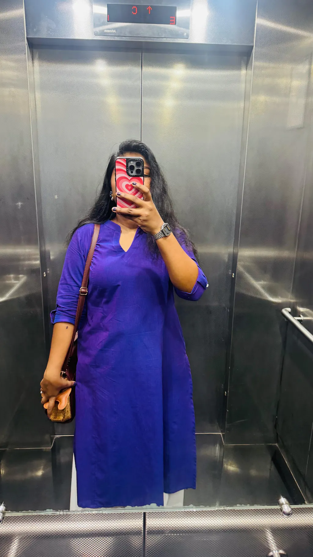 Blue-Vilot A-Line Handloom South Cotton Kurta