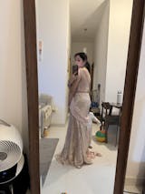 Peach Sequins Draped Saree