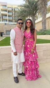 Rani Pink Pre-Draped Saree