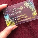 Holographic Business Cards | Clear Transparent Plastic | 1-3 color Foil Stamping