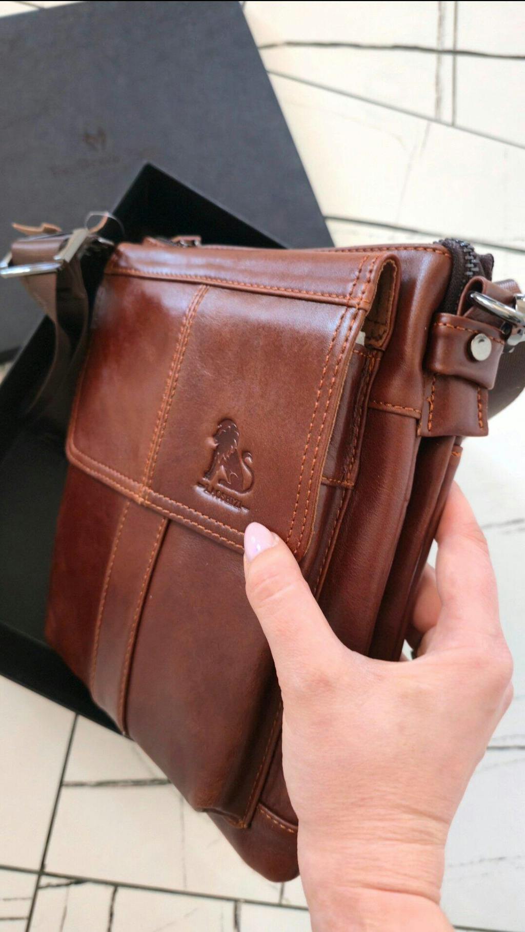 Muška Kožna Torba Steel Lion - Light Brown 