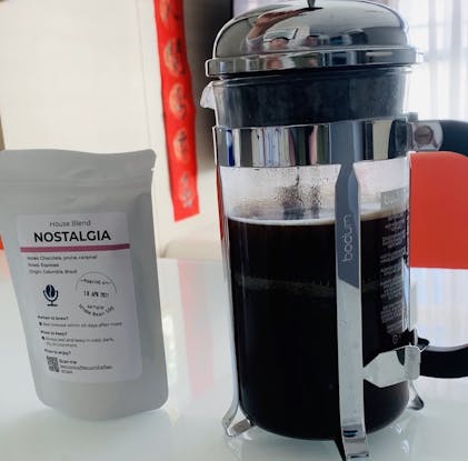 Ground Coffee Beans Espresso Shot With French Press Nostalgia