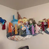 Rainbow Macrame Stuffed Animal Hammock For Nursery Toy Storage H20